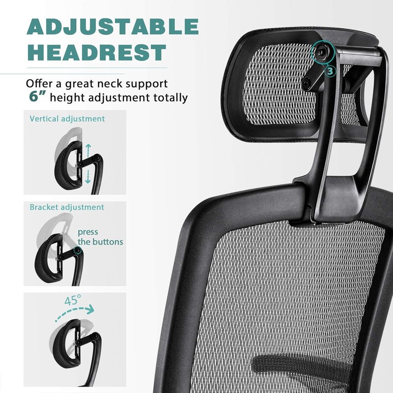 Ergonomic Mesh Office Chair Adjustable Headrest Flip-Up Arms Computer Task Chair gallery