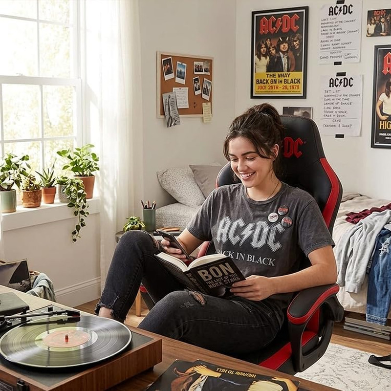 AC/DC Gaming Chair - Ergonomic Rocking Seat for Teens & Adults, Black gallery