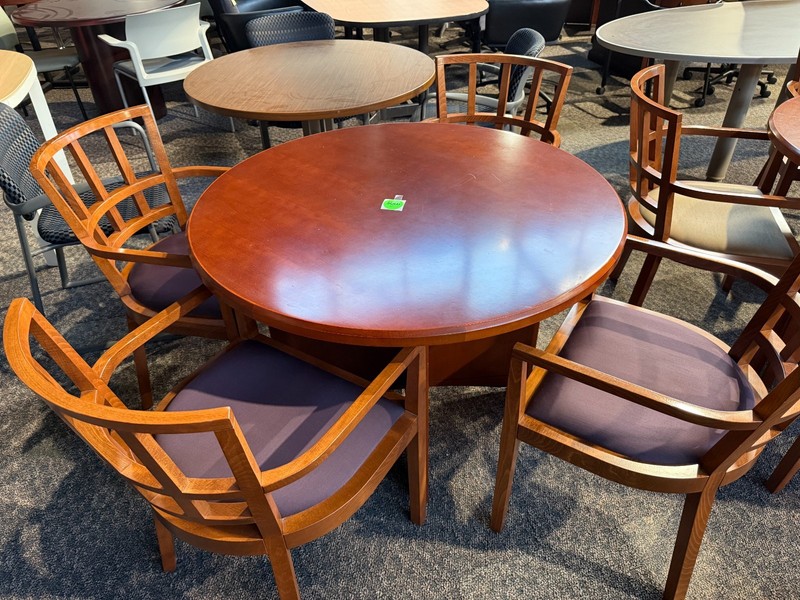 Guest / lobby / side Chair by Knoll w/ Wood Frame and Purple fabric Seat gallery