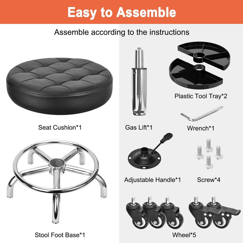 Adjustable Seat Work Shop Stool Chair Swivel Rolling Garage Mechanics w/ Storage gallery