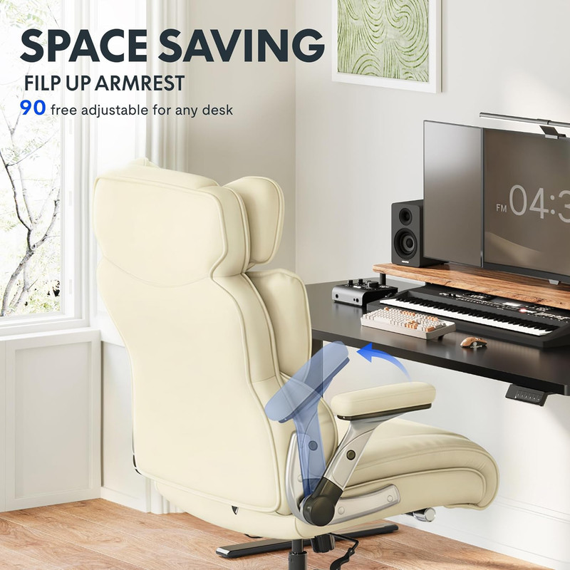 Big & Tall 600Lbs Office Chair with Lumbar Support & 2D Armrests - Beige gallery