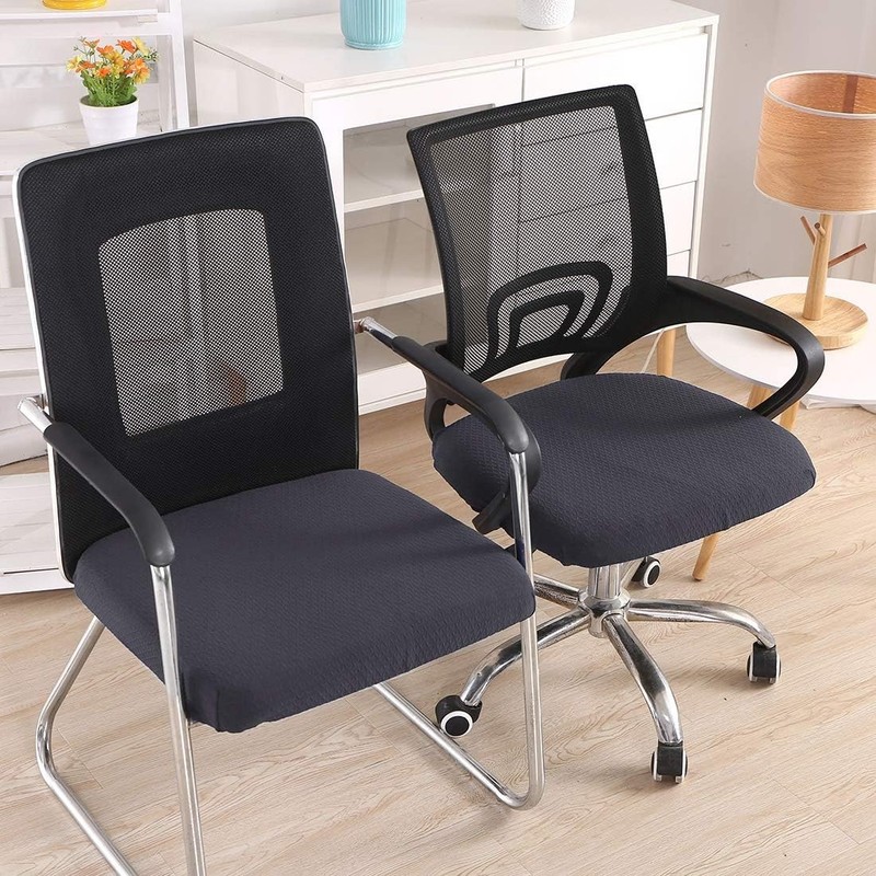 Office Chair Seat Cover Stretch Jacquard Washable Anti Dust Desk Grey gallery