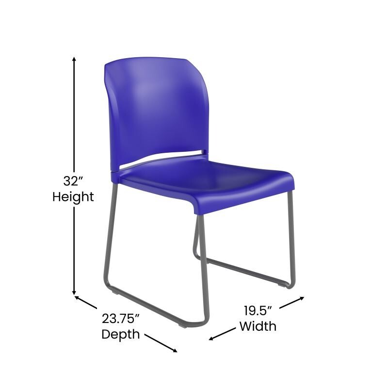 Heavy Duty Blue Stack Office Chair with Sled Metal Base - Waiting Room Chair gallery