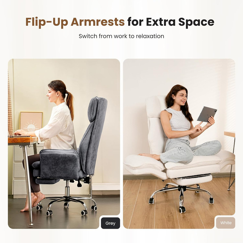 Big and Tall Office Chair, Flip Armrests for Pets & Cross Legged Sitting, Execut gallery