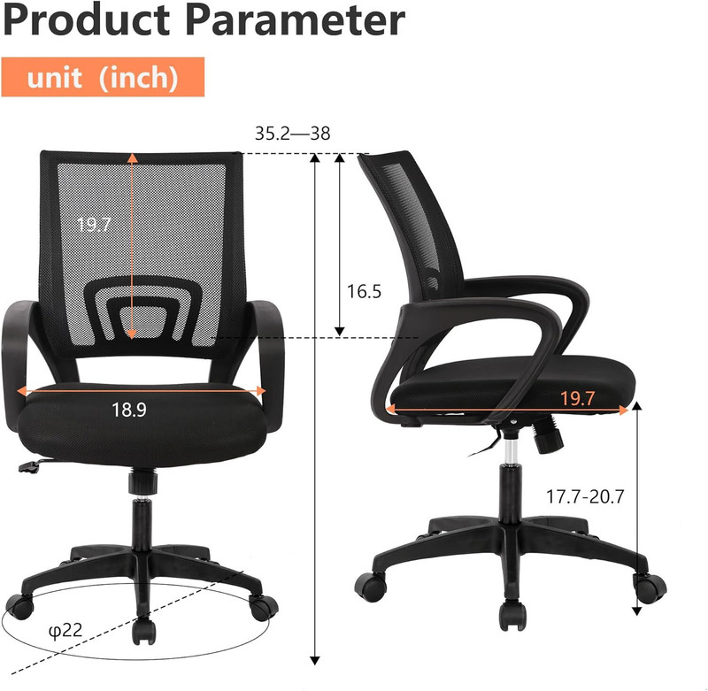 Home Office Chair Desk Computer Chair Adjustable Ergonomic with Lumbar Support gallery