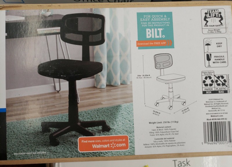 Mainstays Mesh Task Chair with Plush Padded Seat, Multiple Colors