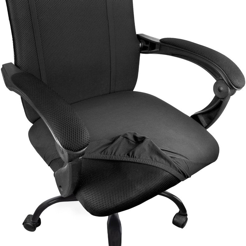 Thyores 2 Pcs Office Computer Chair Seat Covers, Removable Washable Black