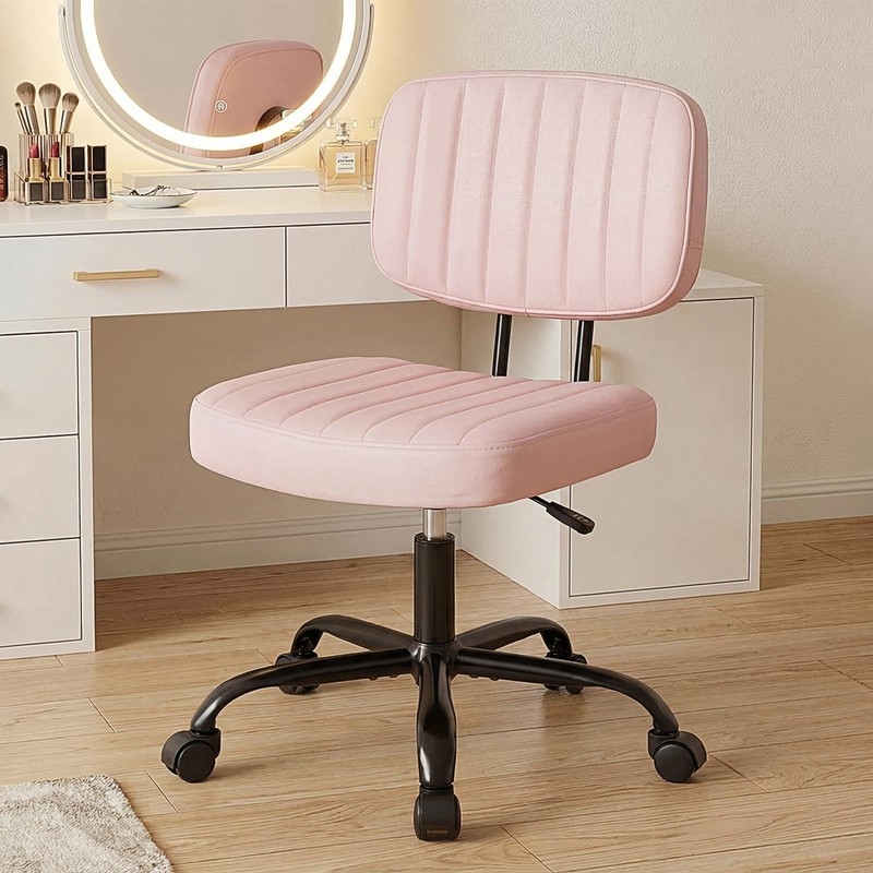 Armless Home Office Executive Chair - Small Desk Chair with Low Back Lumbar S...