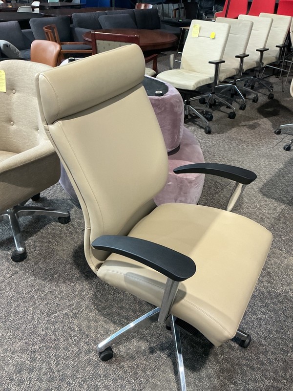 High Back Conference / Office Chair in Beige Leather by OFS gallery