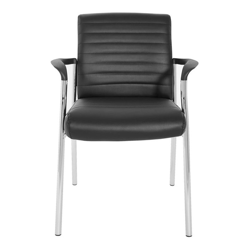 Scranton & Co Black Faux Leather Guest Chair with Chrome Frame gallery