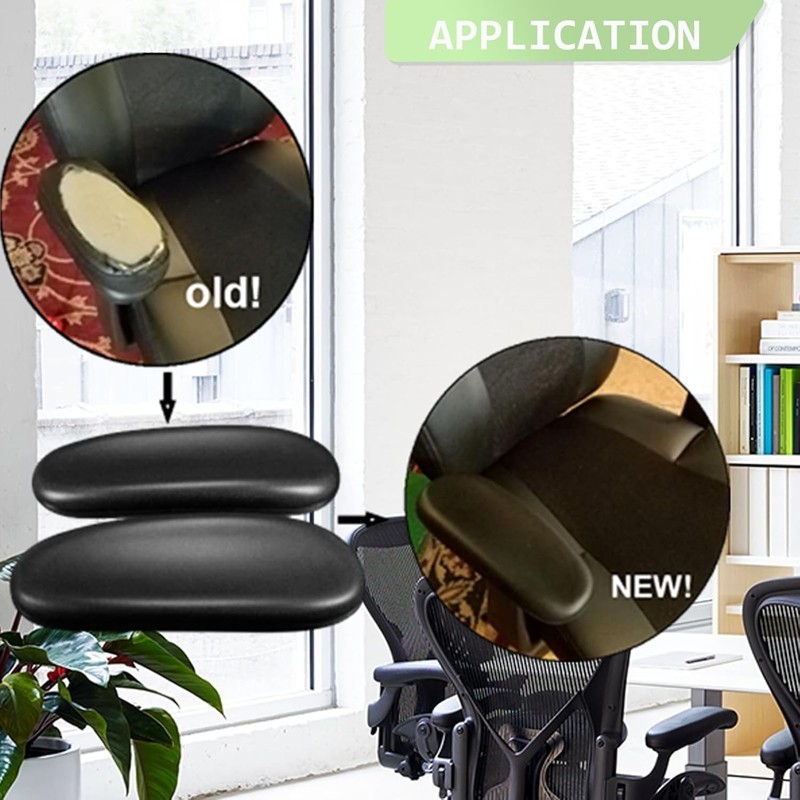 2-Piece Arm Rest Replacement Set for Office Chairs - Black Polyurethane Finish gallery