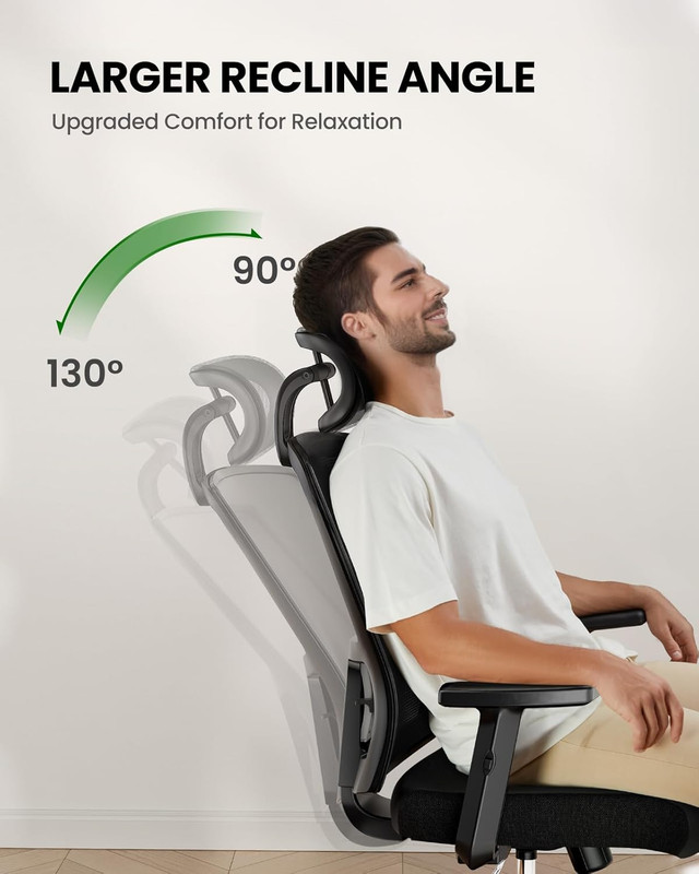 Ergonomic Office Chair Ergonomic Gaming Chair with Lumbar Support, 2D Headrest, gallery