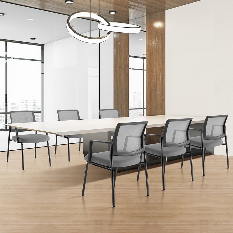 GIANNA Mesh Back Stacking Arm Chairs, Upholstered Fabric Stacking Chairs, Sturdy gallery