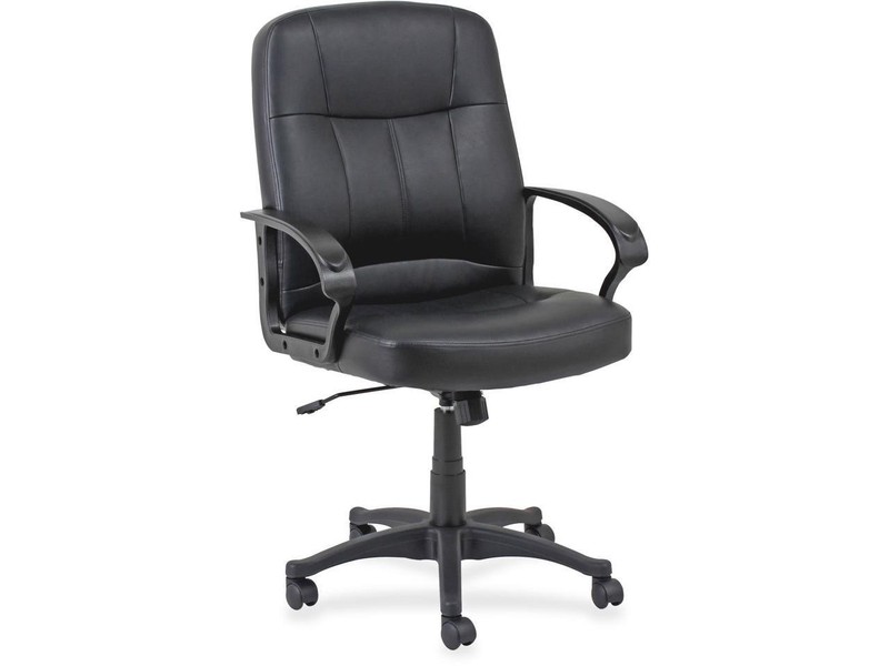 Lorell Managerial Mid-Back Chair 26"x28"x42-1/2" Black Leather 60121 gallery
