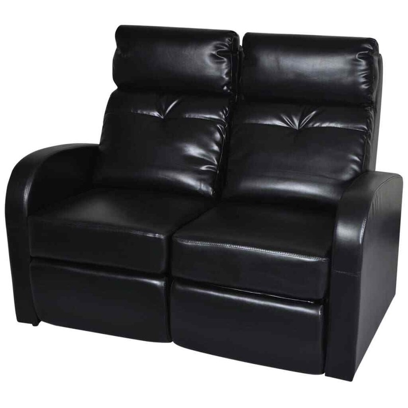 2-Seater Home Theater Recliner Sofa Loveseat Furniture Black Faux Leather vidaXL