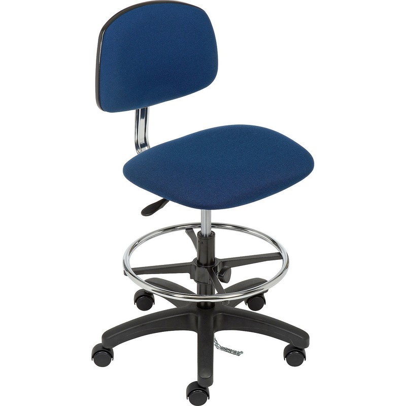 Global Industrial ESD Stool -Â  Fabric Navy Armless Mid Back