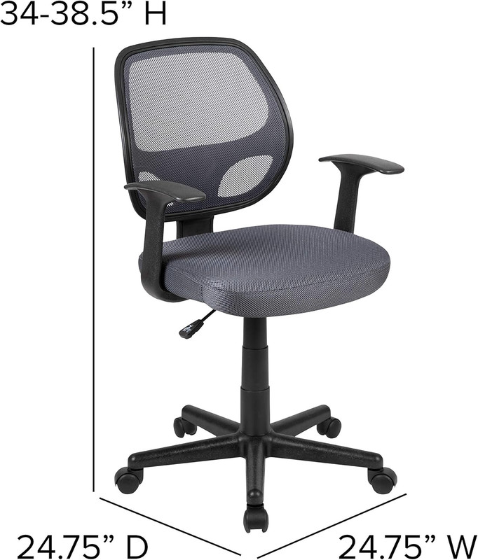 Flash Fundamentals Mid-Back Gray Mesh Swivel Ergonomic Task Office Chair with Ar gallery