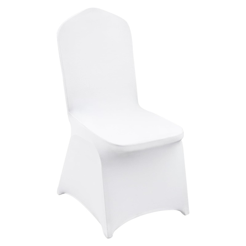 VEVOR 30 Pcs Flat-Front Chair Covers Polyester Spandex 30PCS, White-a