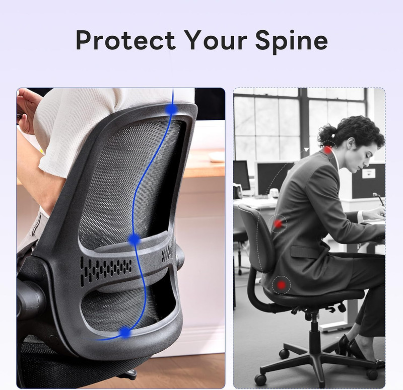 Amseatec Ergonomic Mesh Office Chair, Flip-Up Arms, Adjustable Height, Breathabl gallery