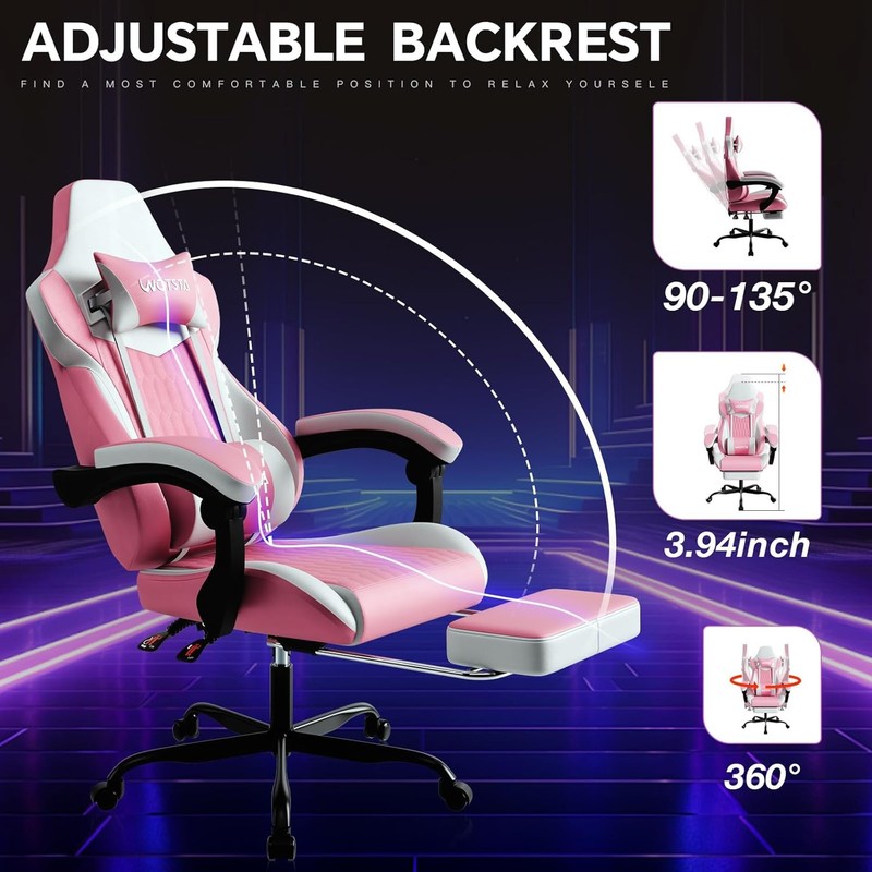 Gaming Chair with Footrest, High Back Gaming Chairs PVC Leather Ergonomic Gamer gallery