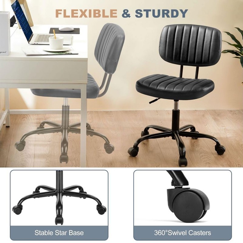 360° Swivel Desk Chair, Upholstered Faux Leather Height Adjustable Taskchai gallery