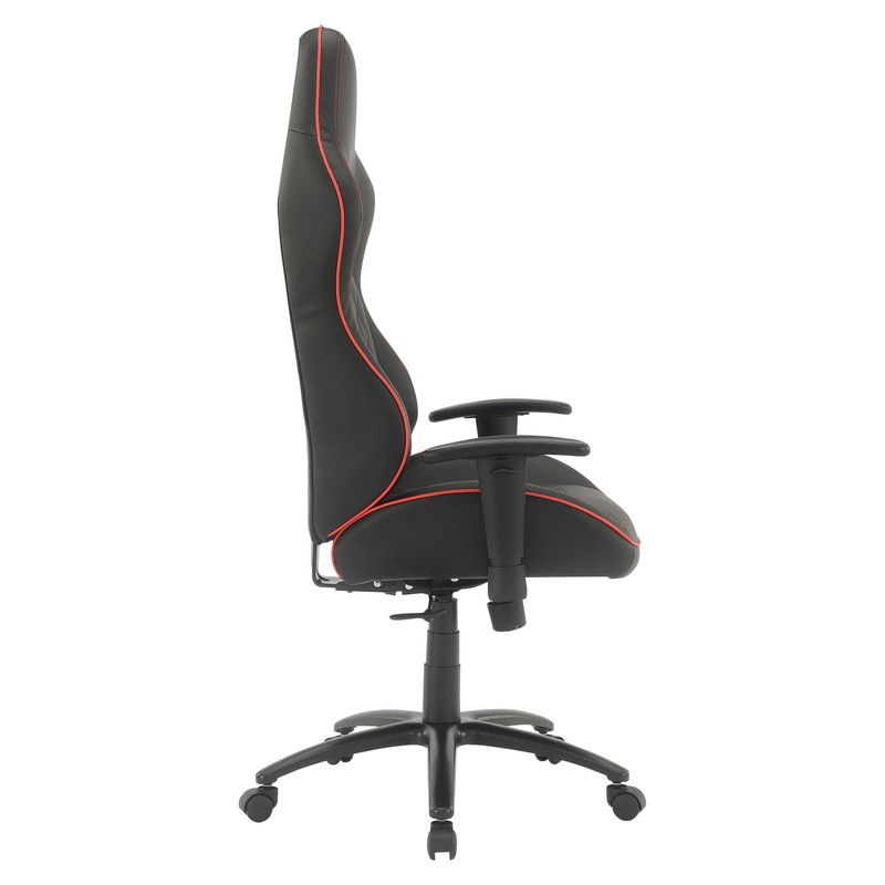 High Stakes Gaming Chair Black Bonded Leather with Red Accents gallery