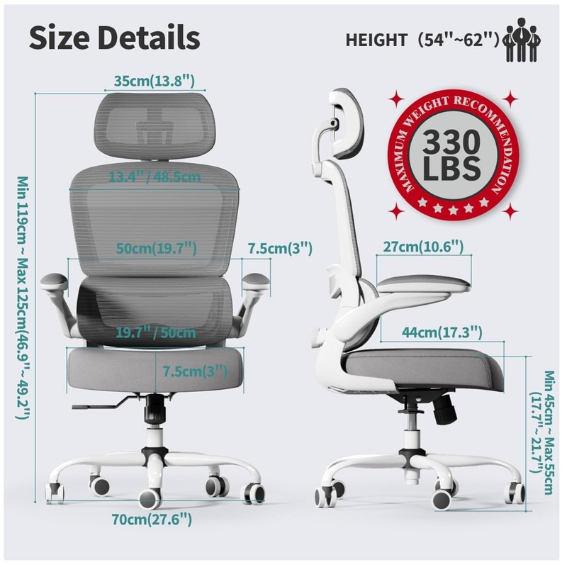 Stylish Ergonomic Office Chair - Adjustable Height, White