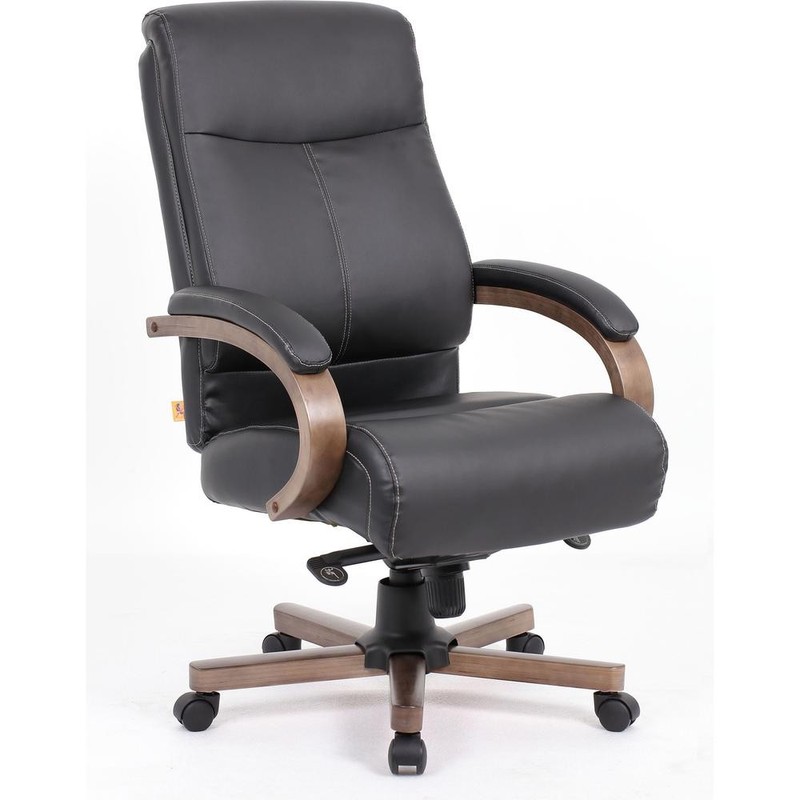 Lorell Wood Base Leather High-back Executive Chair (llr-69590) (llr69590)