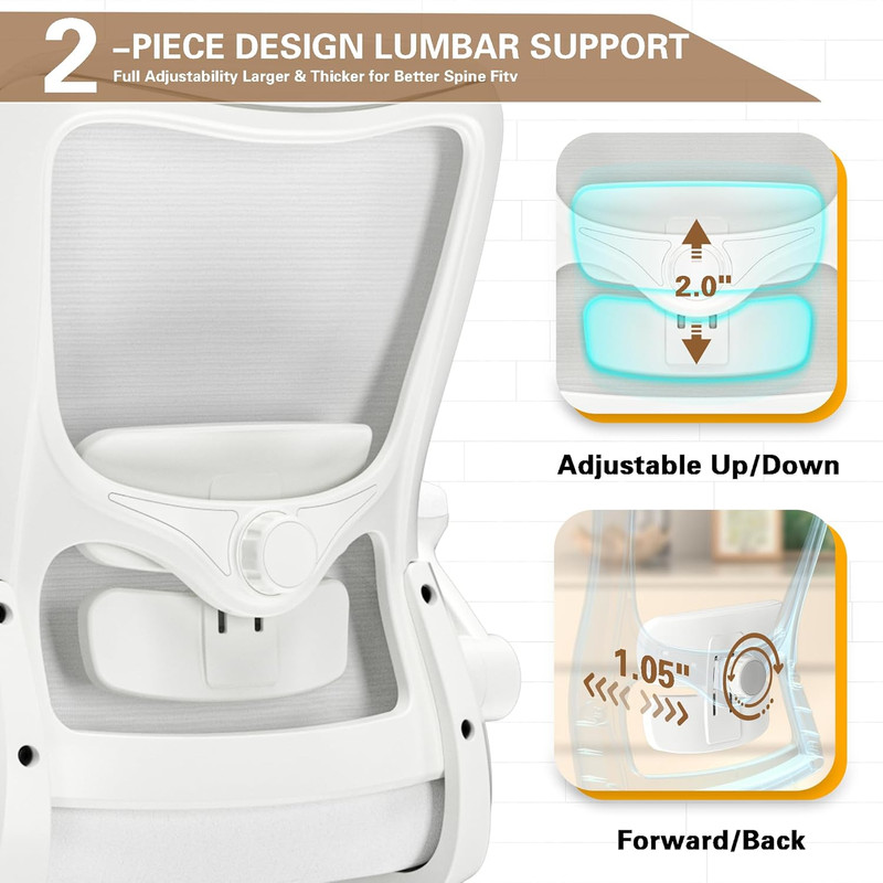 Ergonomic Office Chair - High Back Desk Chair with Adjustable Lumbar Support, Br gallery