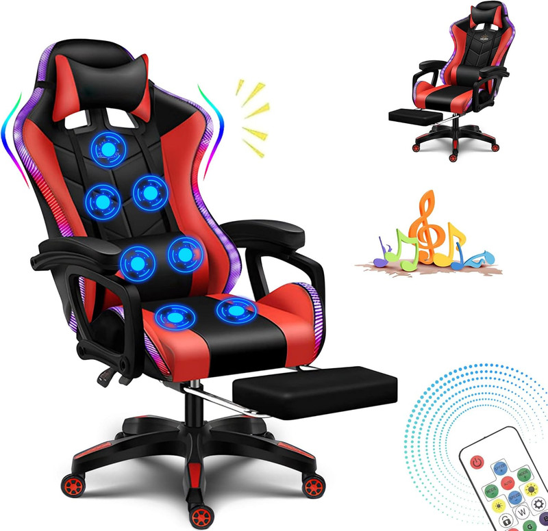 X Rocker Gaming Chair Gaming Chair with RGB Lighting and Speakers, Ergonomic Gam