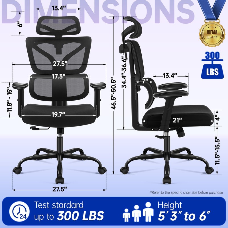 Ergonomic Office Chair, High Back Mesh Computer Chair with Comfortable Adapti... gallery