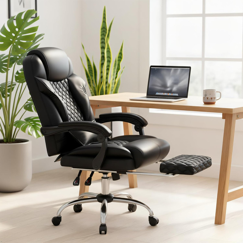 Big and Tall Office Chair 400Lbs - Executive Ergonomic Desk Chair with Footrest, gallery