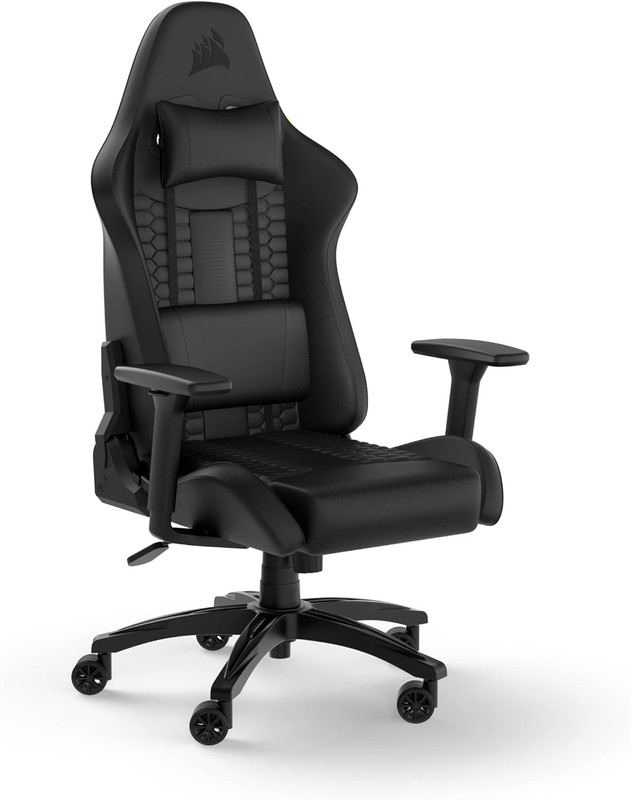 TC100 Relaxed Gaming Chair - Leatherette - Racing-Inspired Design - Lumbar Pillo gallery
