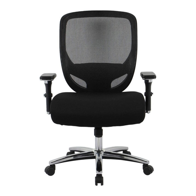 GRAINGER APPROVED Office Chair,Adj Arm,Black/Silver,400 lb 830KL2