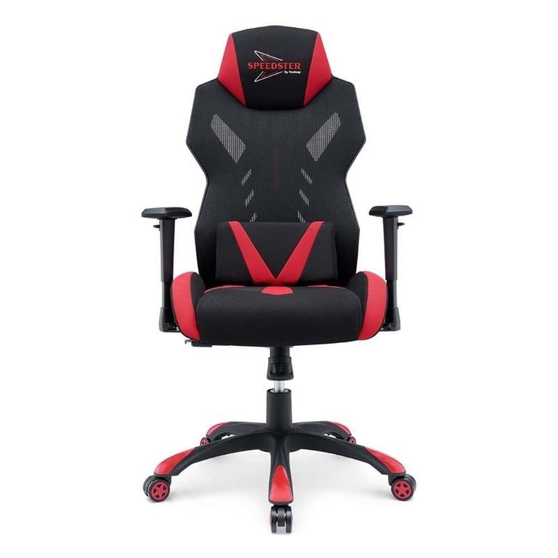 Scranton & Co Modern Mesh Fabric Gaming Computer Chair in Black/Red gallery