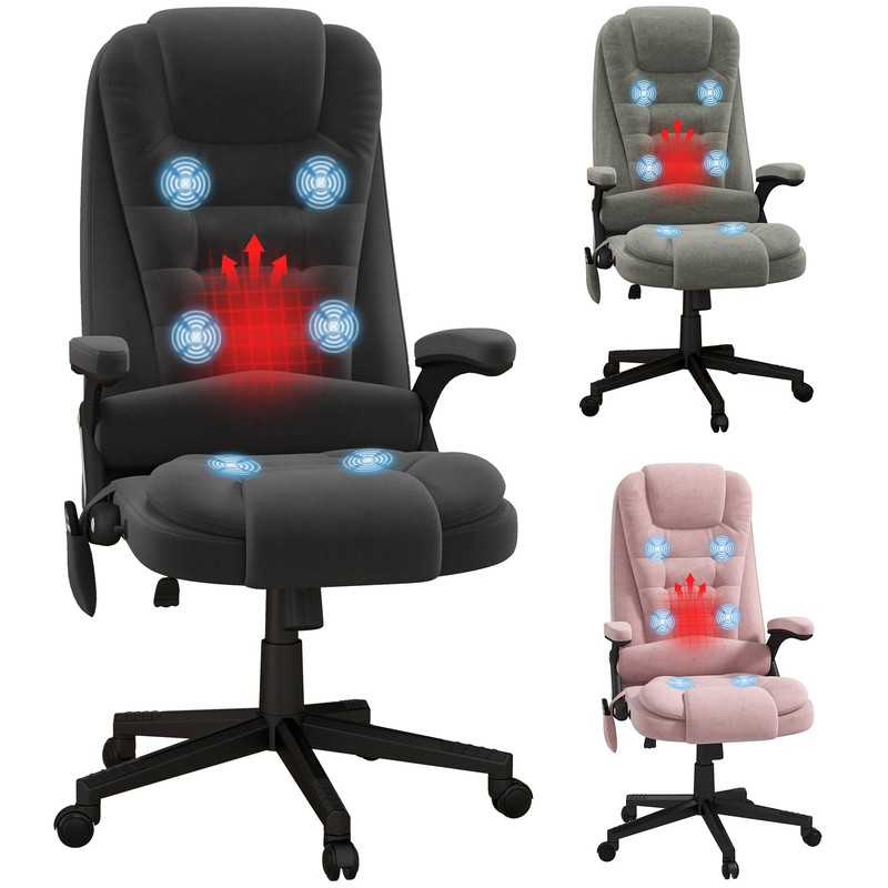 Massage Office Chair with 6 Points Heat Velvet Executive Office Chair