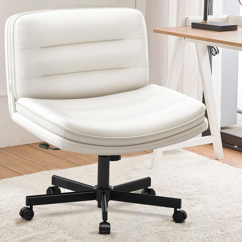 Criss Cross Legged Office Chair with Wheels, Extra Wide Armless Comfy Desk Chair gallery
