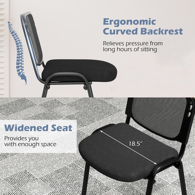 Set of 5 Stackable Conference Chairs with Mesh Backrest & Upholstered Seat gallery