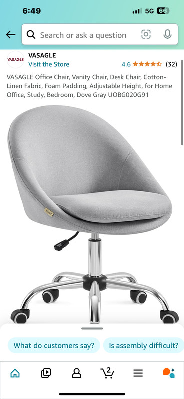 Office Chair, Vanity Chair, Desk Chair, Cotton-Linen Fabric, Foam Padding, Adjus