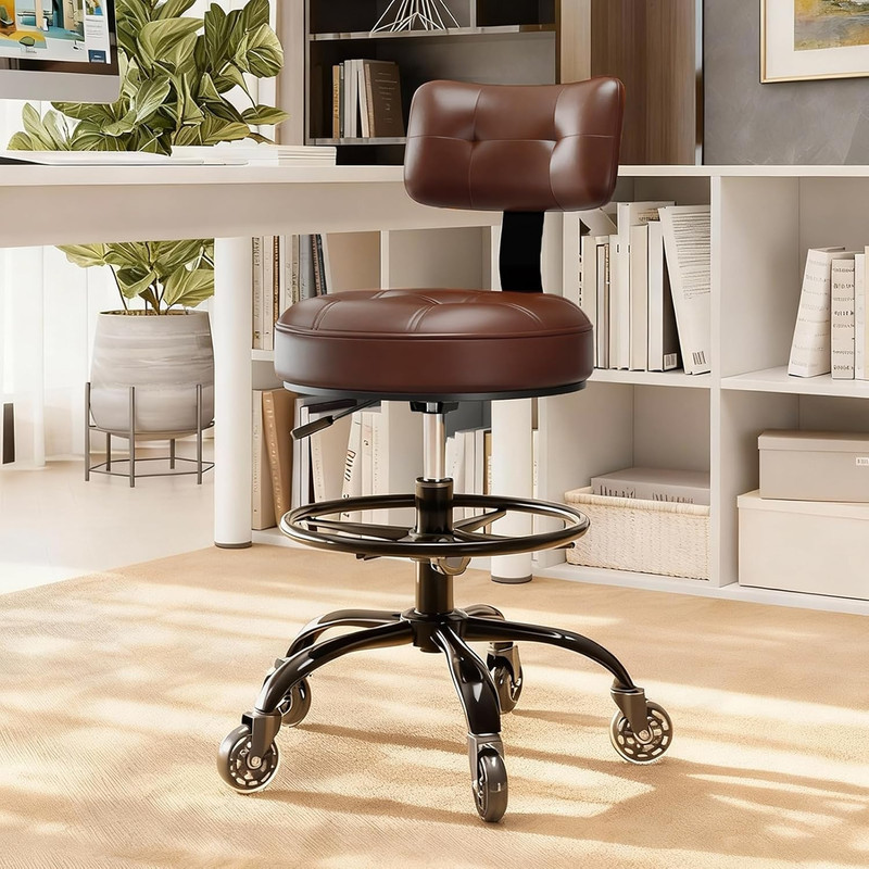 Office Drafting Chair with Footrest, Tall Height Adjustable Stool with Back Supp