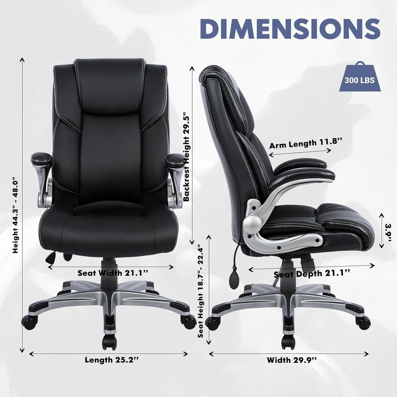 High Back Executive Office Chair - Padded Leather Ergonomic Computer Desk Chair gallery