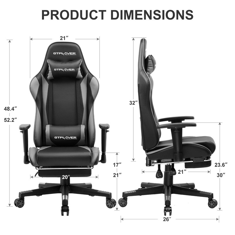 Ergonomic Gaming Chair with Footrest, Reclining Desk Chair, Adjustable Height, S gallery