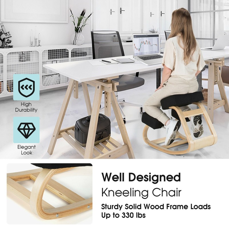 Ergonomic Kneeling Chair Rocking Stool Upright Posture Office Furniture Black gallery