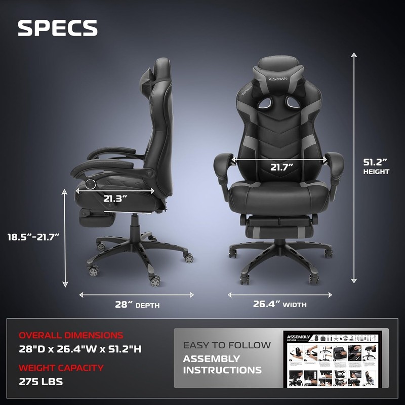 110 Pro Ergonomic Gaming Chair with Footrest for Adults - Comfortable Office ... gallery