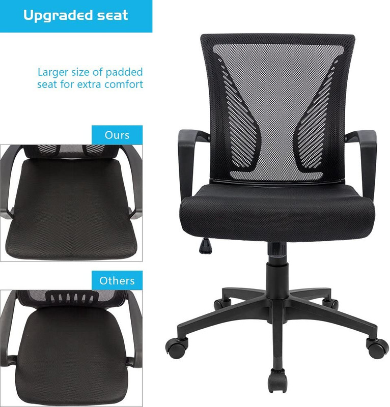 Office Chair Ergonomic Computer Desk Mesh Chair Mid Back Swivel Lumbar Support w gallery
