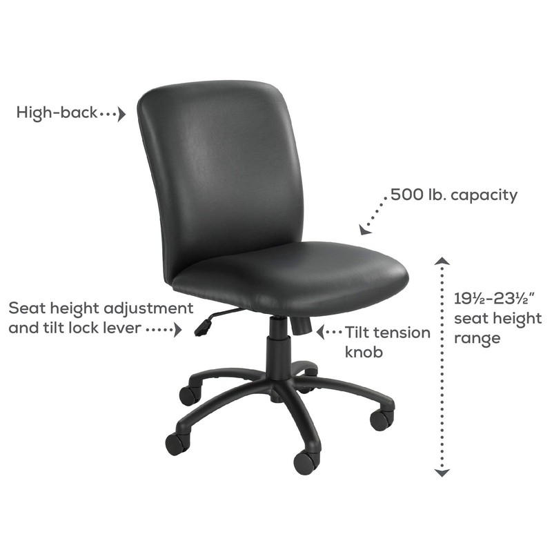 Safco Uber Big and Tall High Back Task Office Chair in Black Vinyl gallery