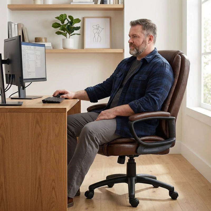 Big & Tall Ergonomic Desk Chair — High Back, Adjustable PU Leather gallery