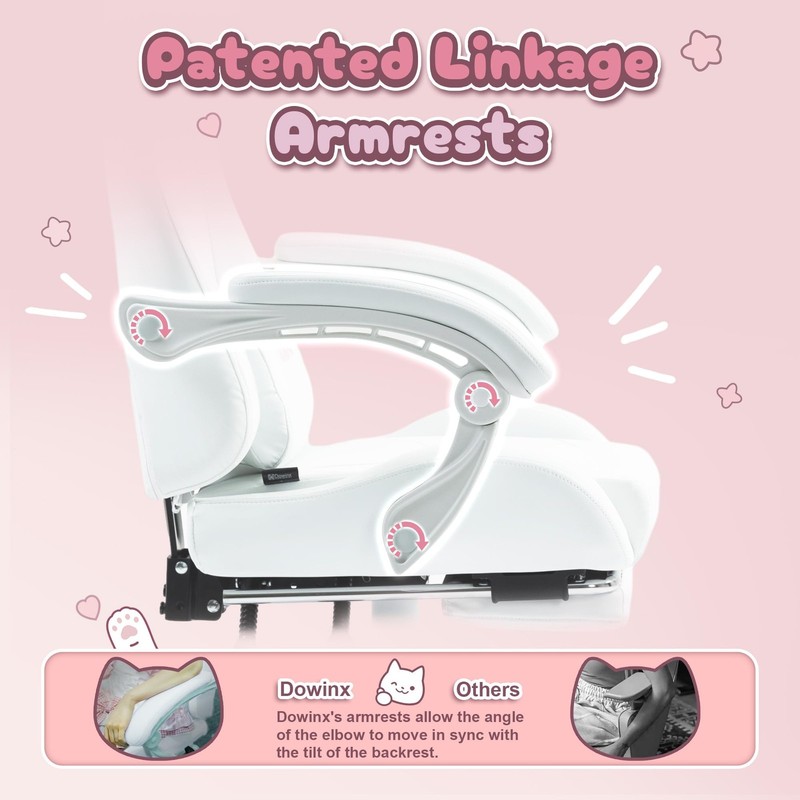 Gaming Chair Cute with Cat Ears and Massage Lumbar Support, Ergonomic Compute... gallery