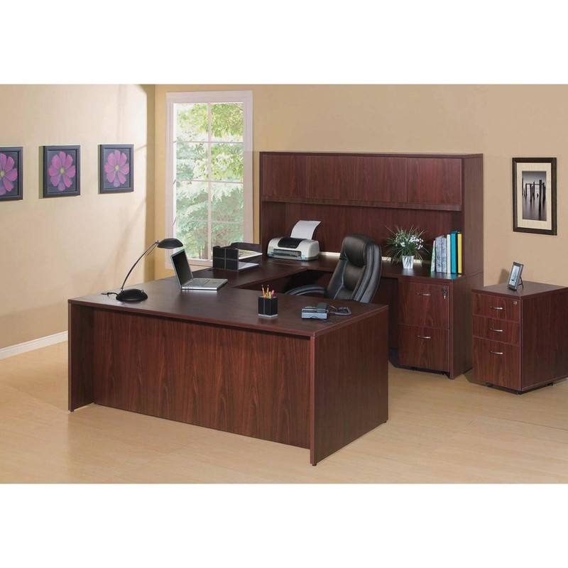 Lorell LLR69373 Rectangular Desk Shell 60"x30" Mahogany gallery