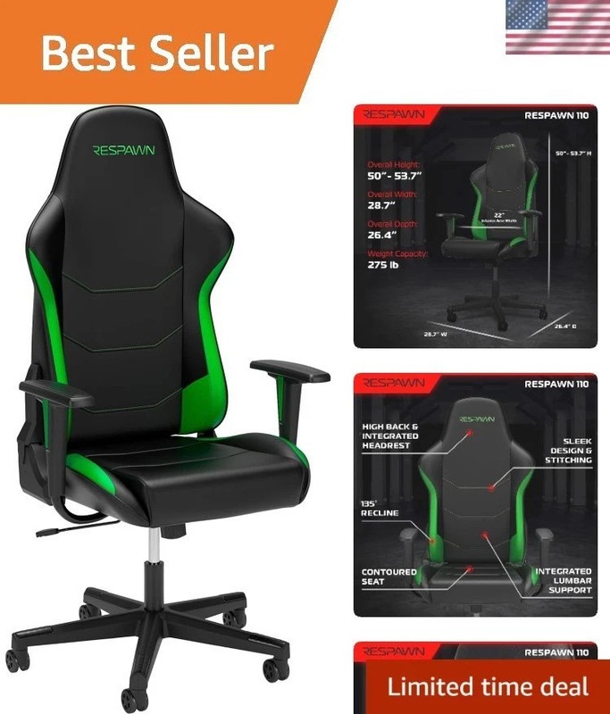 110 Ergonomic Gaming Chair – Reclining Office Video Game Swivel Chair with Lu…
